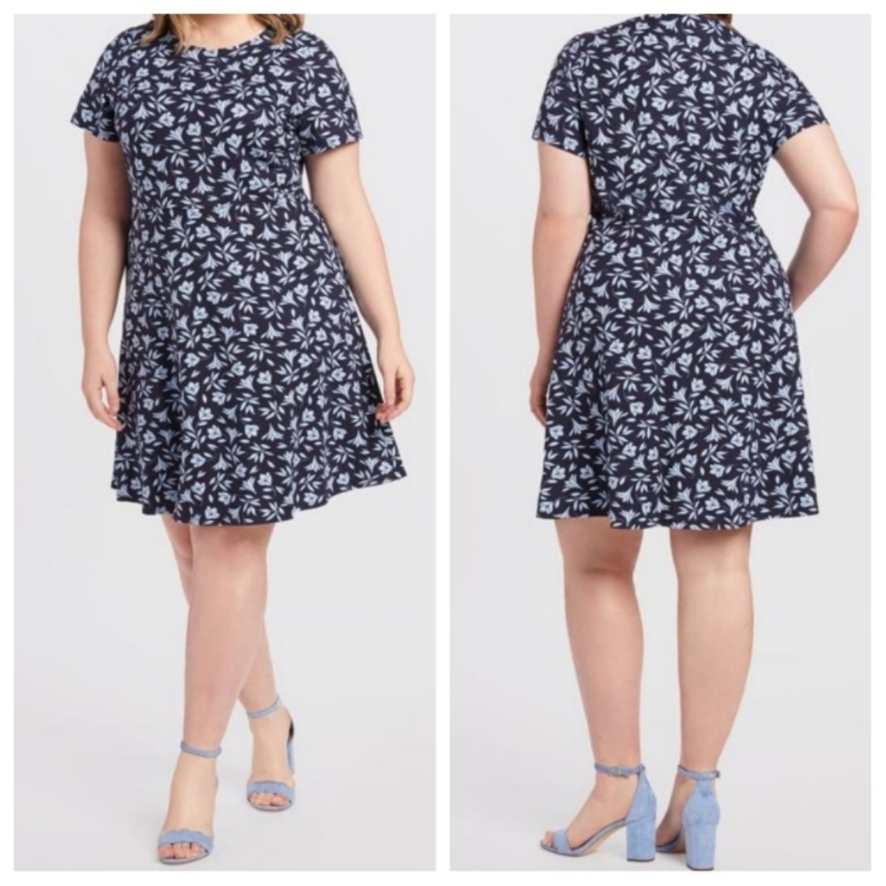Draper James Blue Floral Ponte A-Line Dress